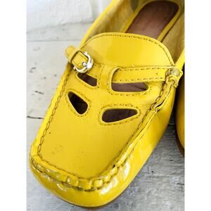 Etienne Aigner Yellow Leather Cutout Loafers Women’s 10M